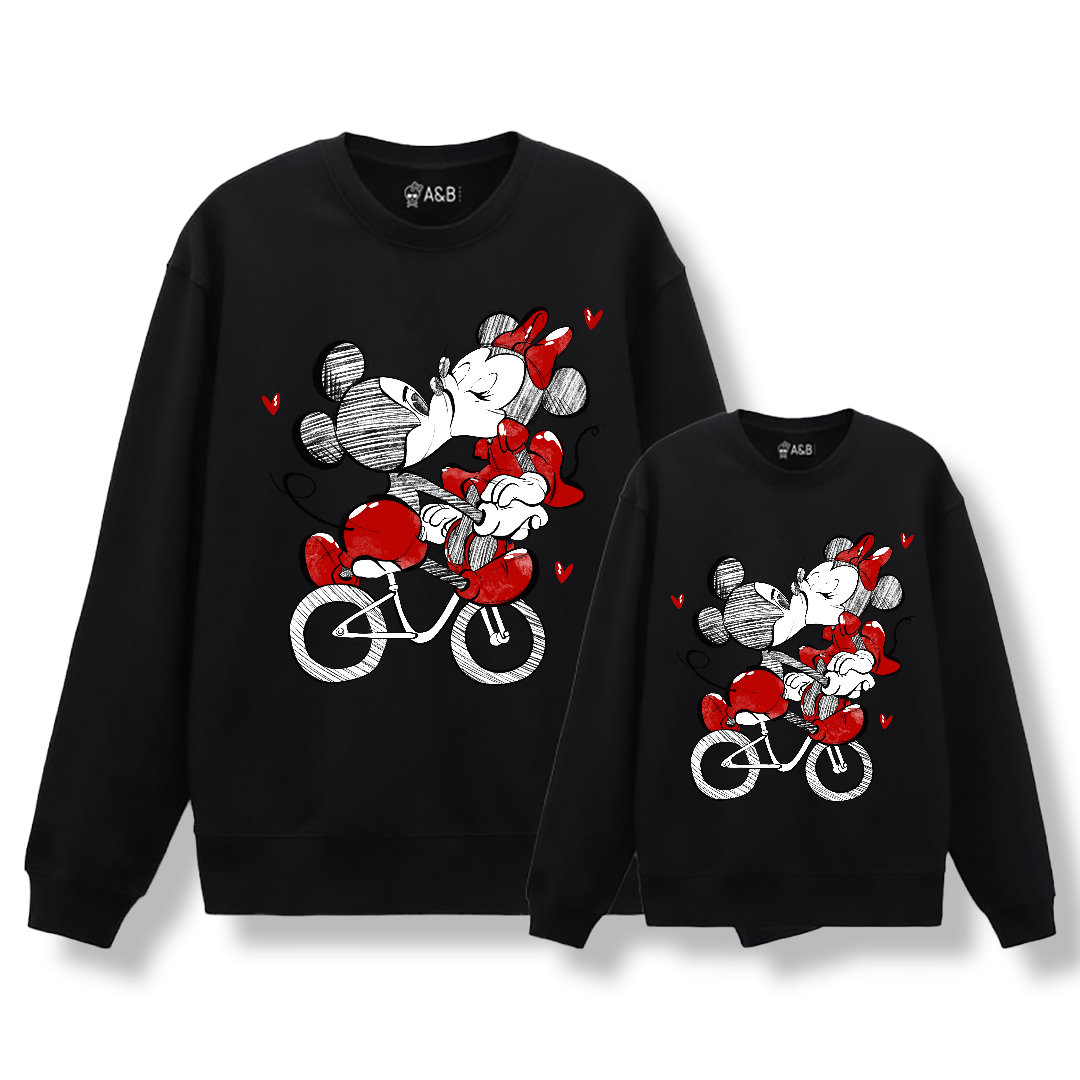 Sudadera Mickey Minnie Bici Sudadera igual para madre e hija, padre e hijo, para toda la
