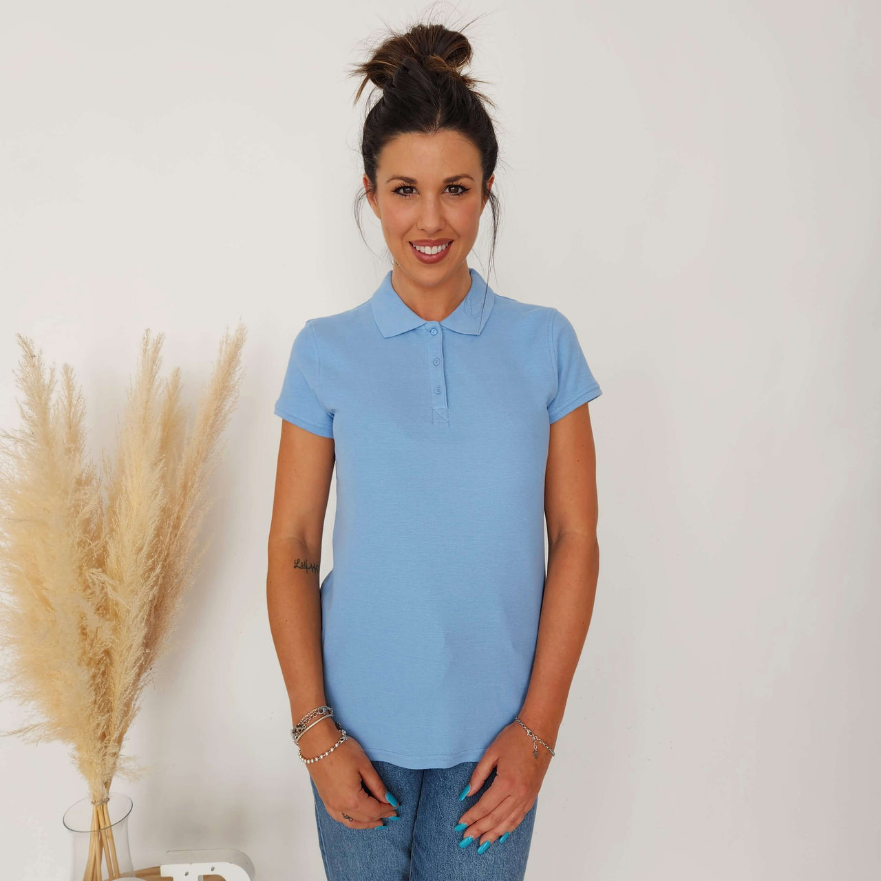 Polo celeste 100% algodón