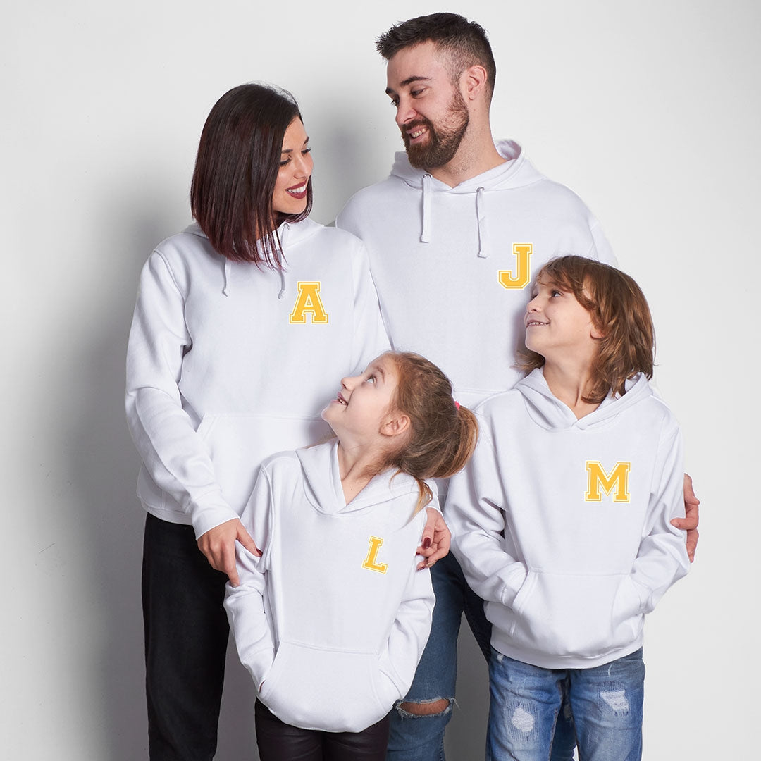 Sudadera iniciales mini capucha blanca