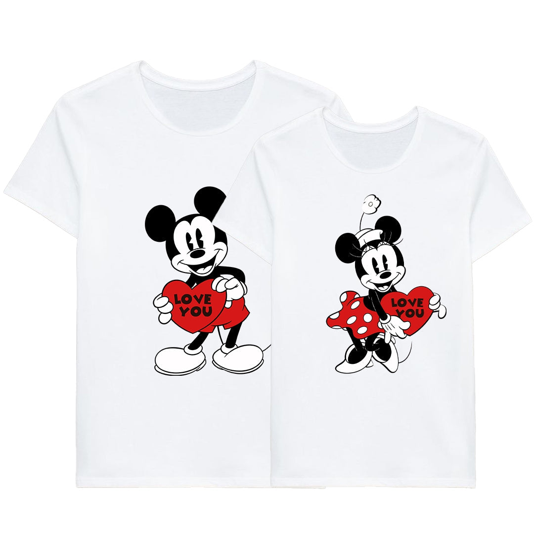 Camiseta Mickey & Minnie Love you heart