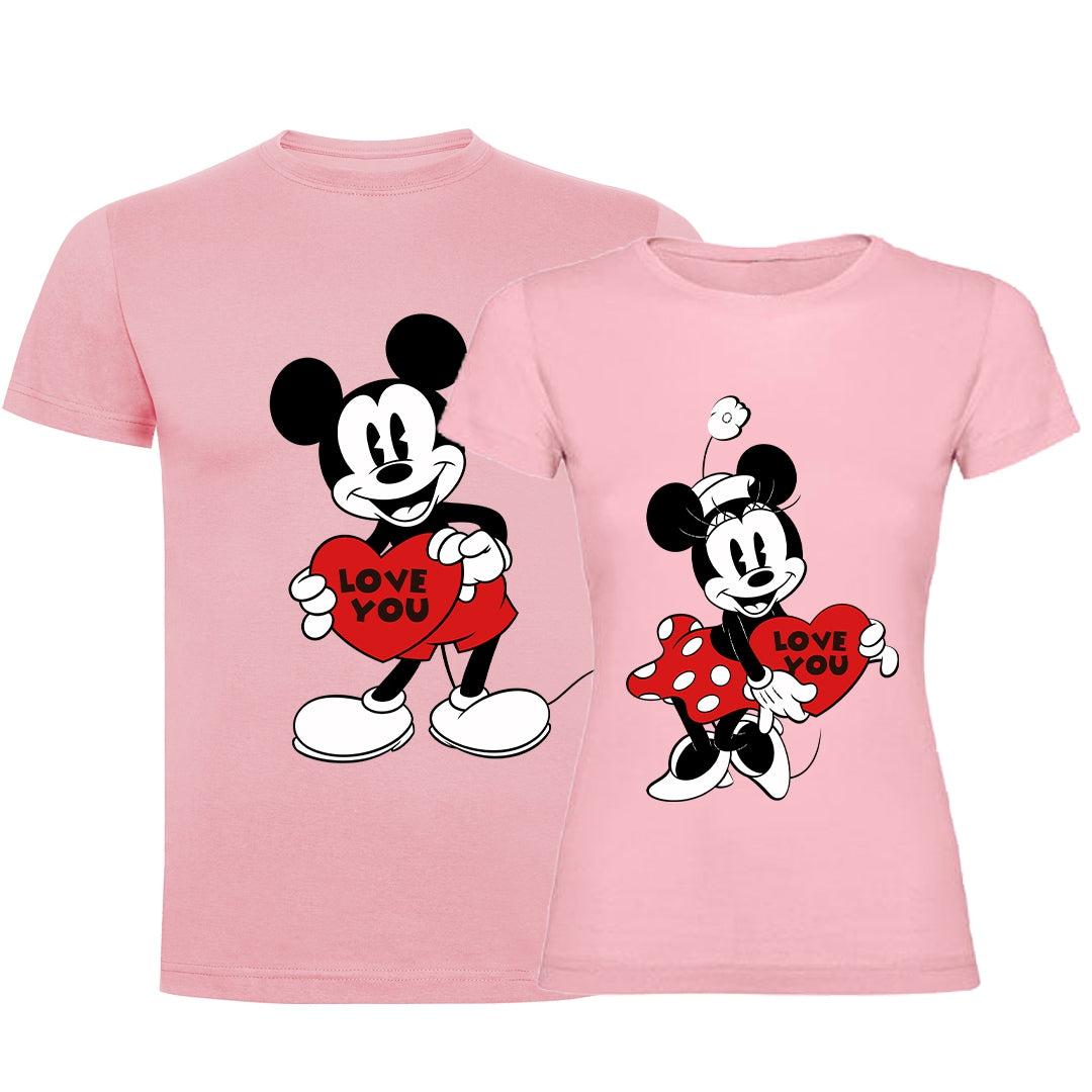 Camiseta Mickey & Minnie Love you heart