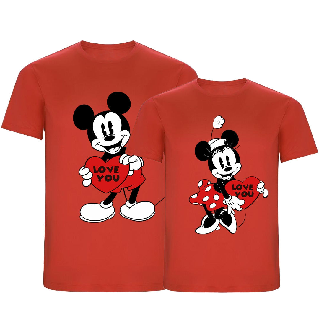 Camiseta Mickey & Minnie Love you heart