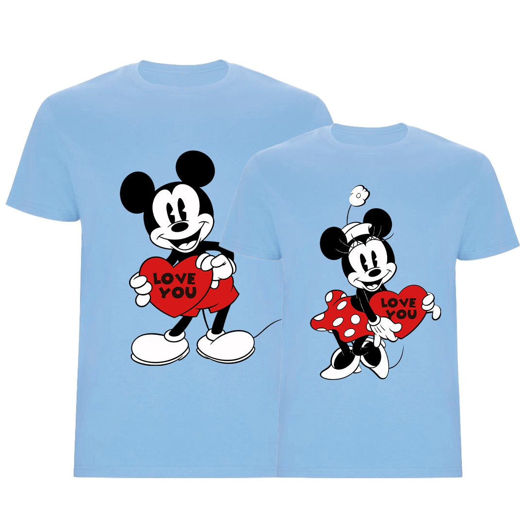 Camiseta Mickey & Minnie Love you heart