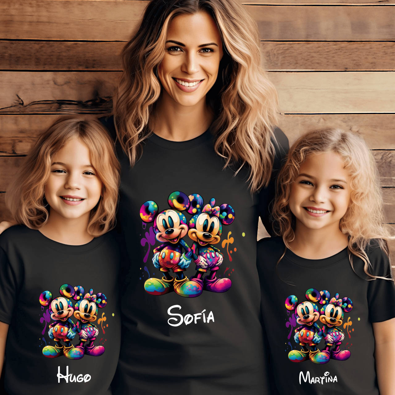 Camiseta Mickey-Minnie Graffiti Personalizada