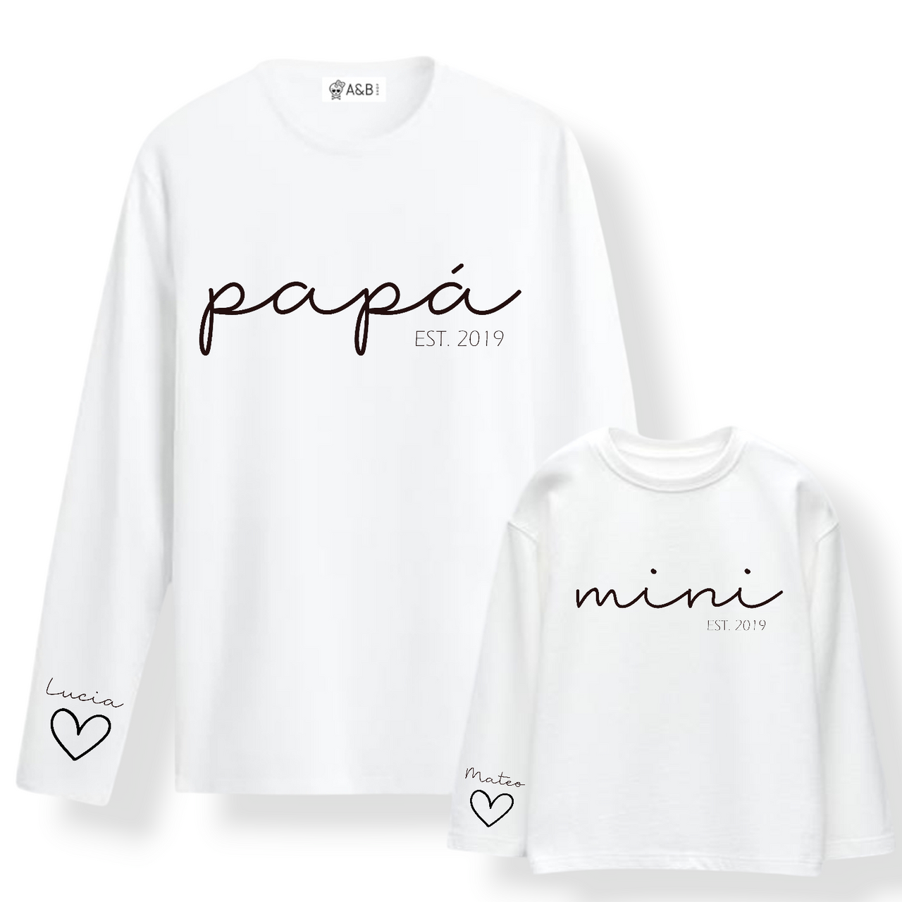 Camiseta Papá-Mamá Mini Cuore manga larga