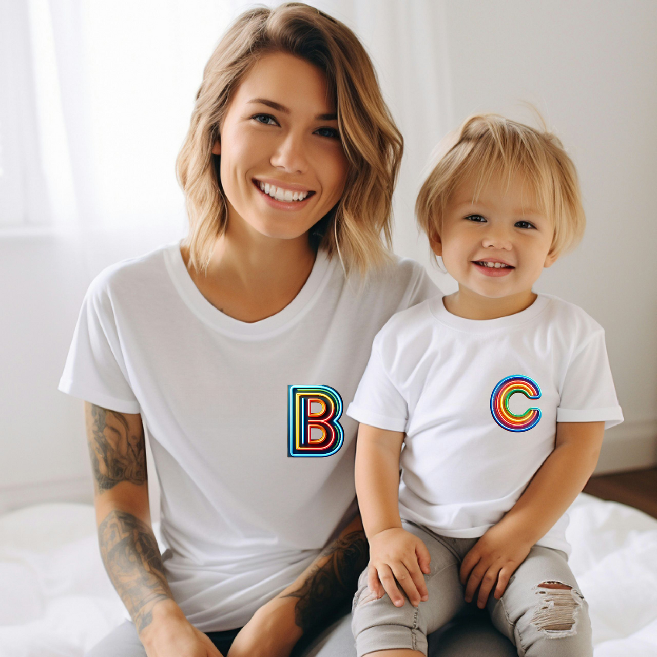 Camiseta Personalizada Inicial Neón