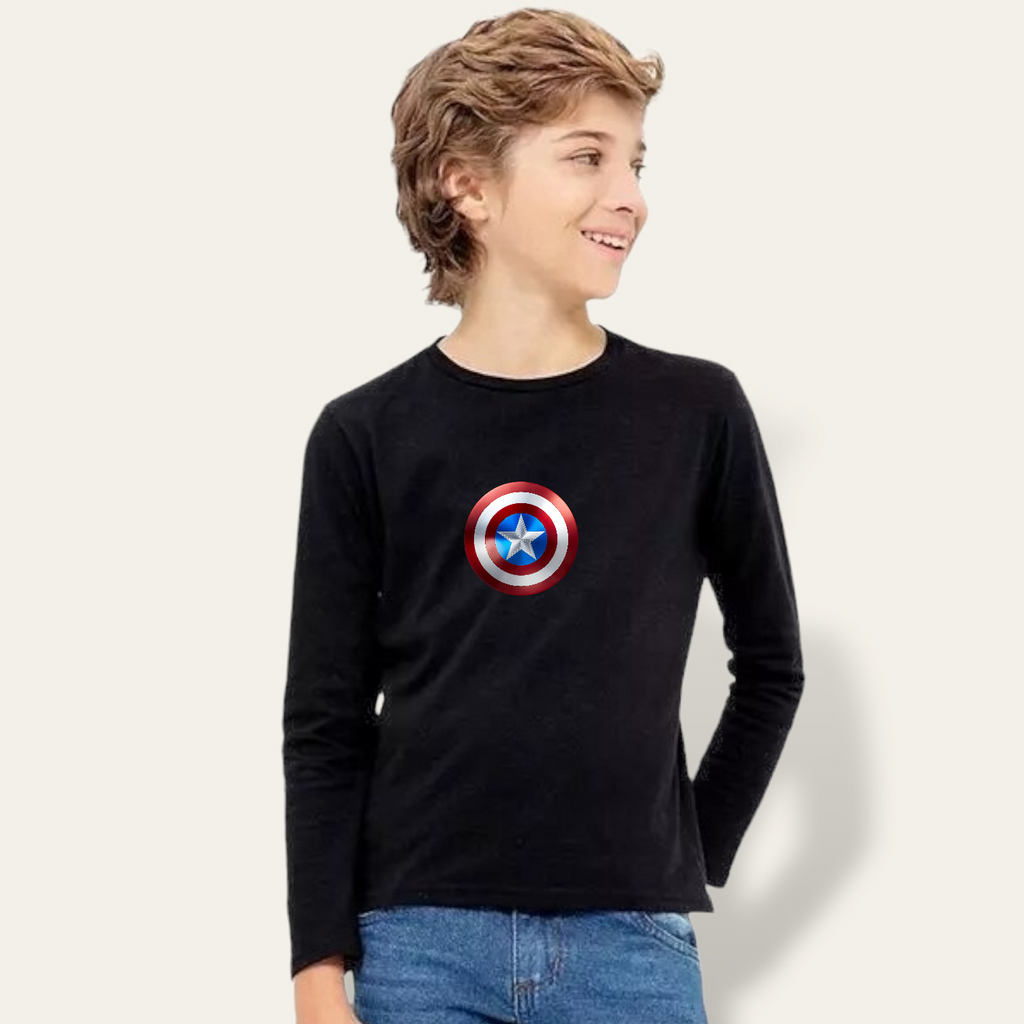 Camiseta Capitan america mini manga larga