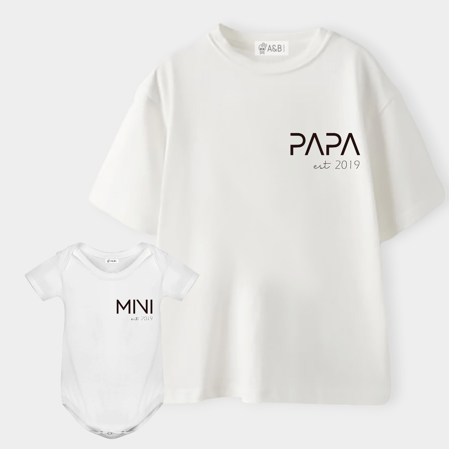 Camiseta Papa-Mama-Mini Letter