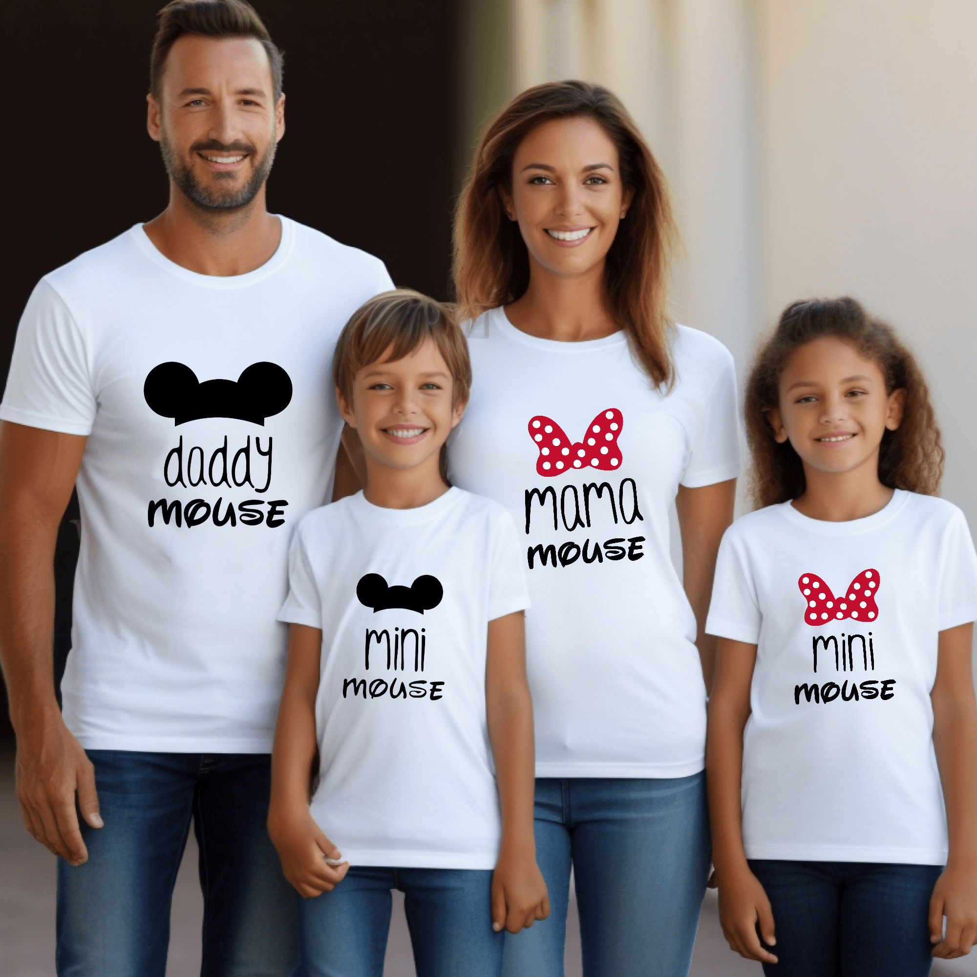 Camiseta Mama-daddy mouse mini mouse