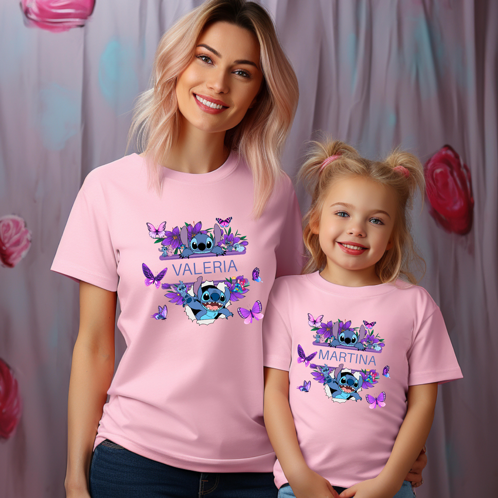 Camiseta Stitch Mariposas Personalizada