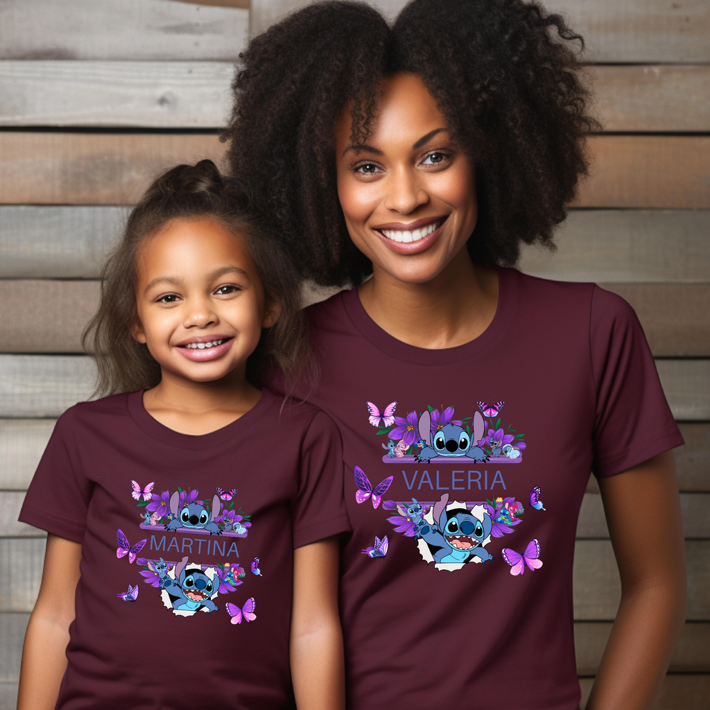 Camiseta Stitch Mariposas Personalizada