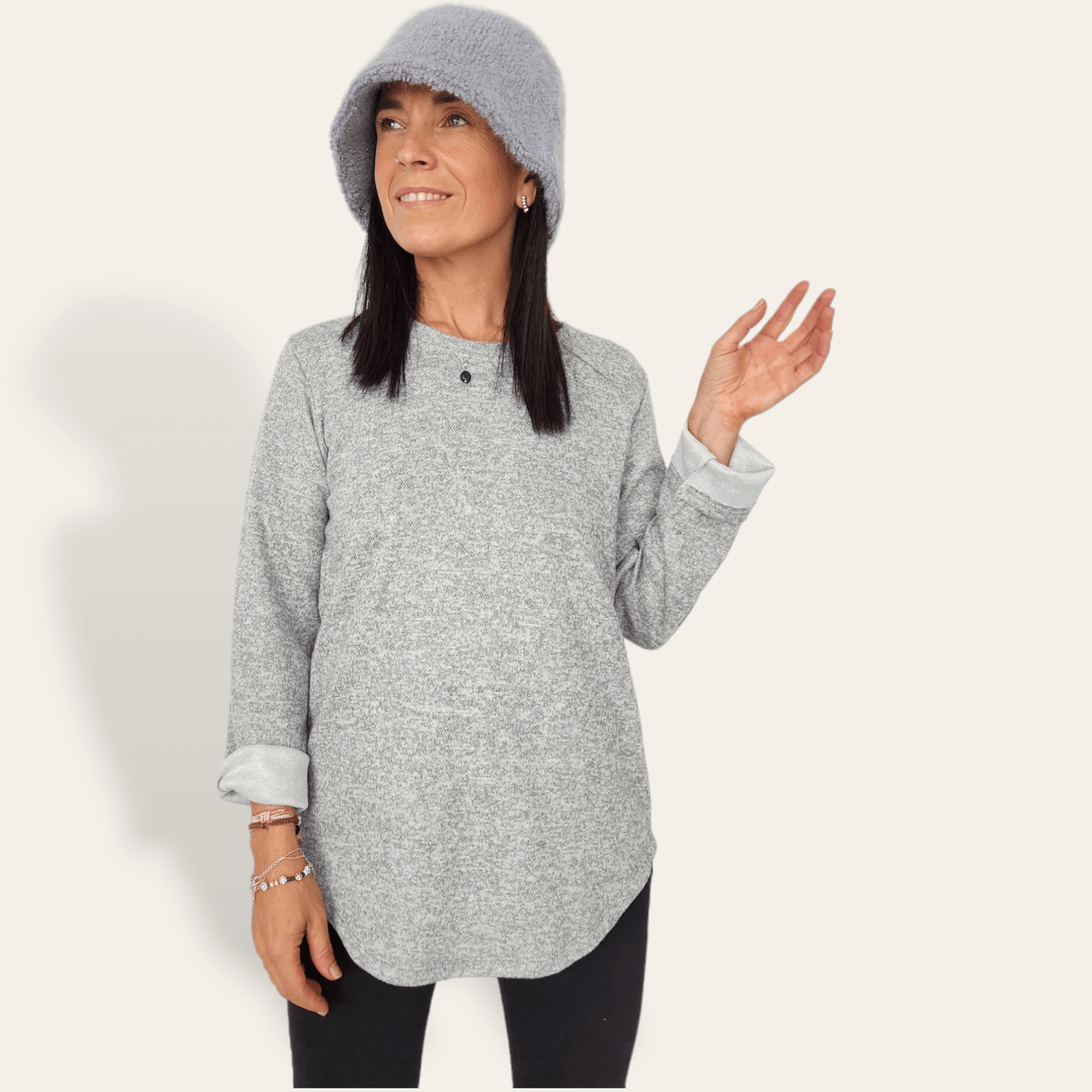 Sudadera jaspeada gris