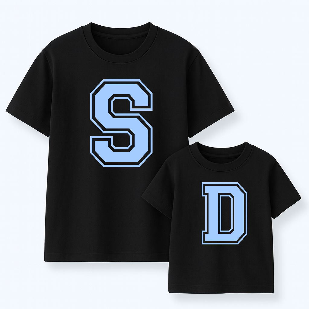 Camiseta Personalizable Inicial Azul Pastel