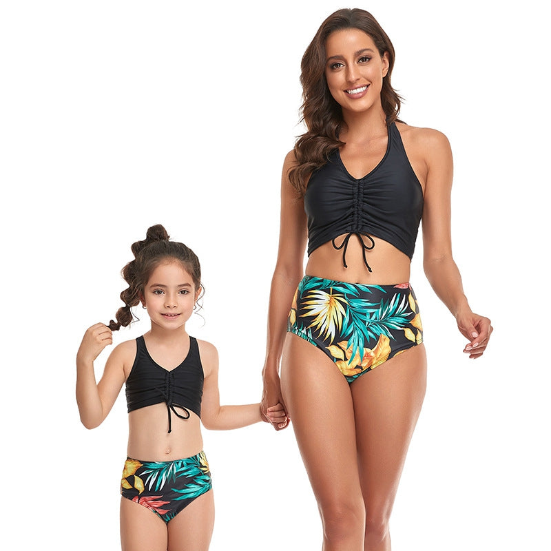 Bikini hojas top negro