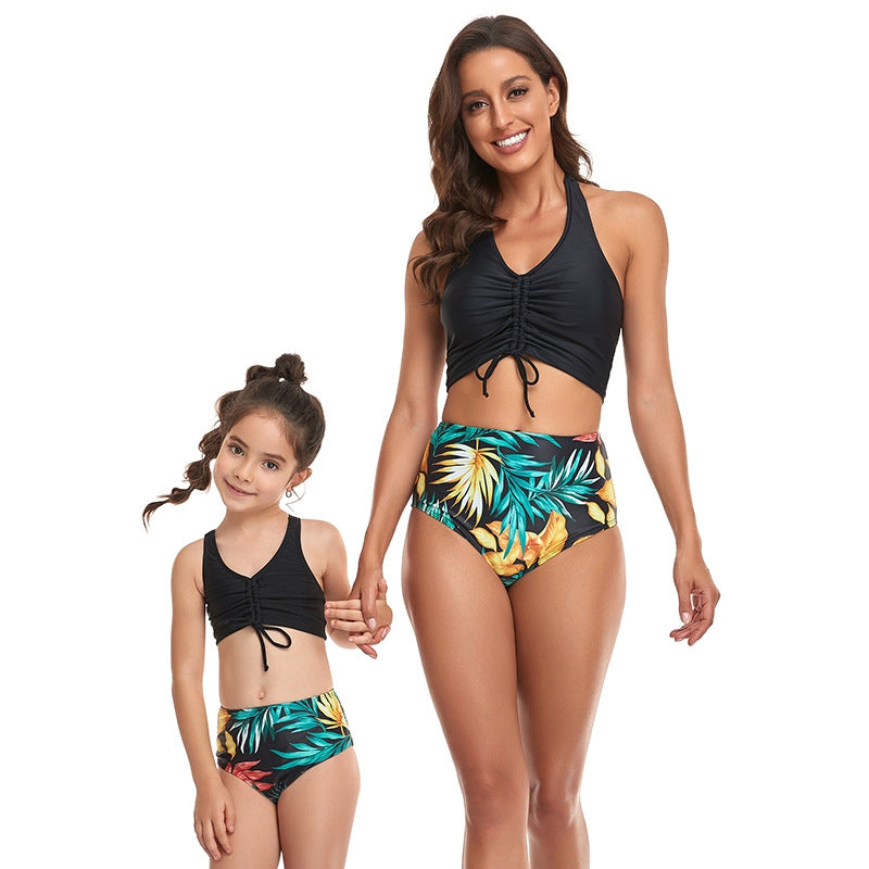 Bikini hojas top negro