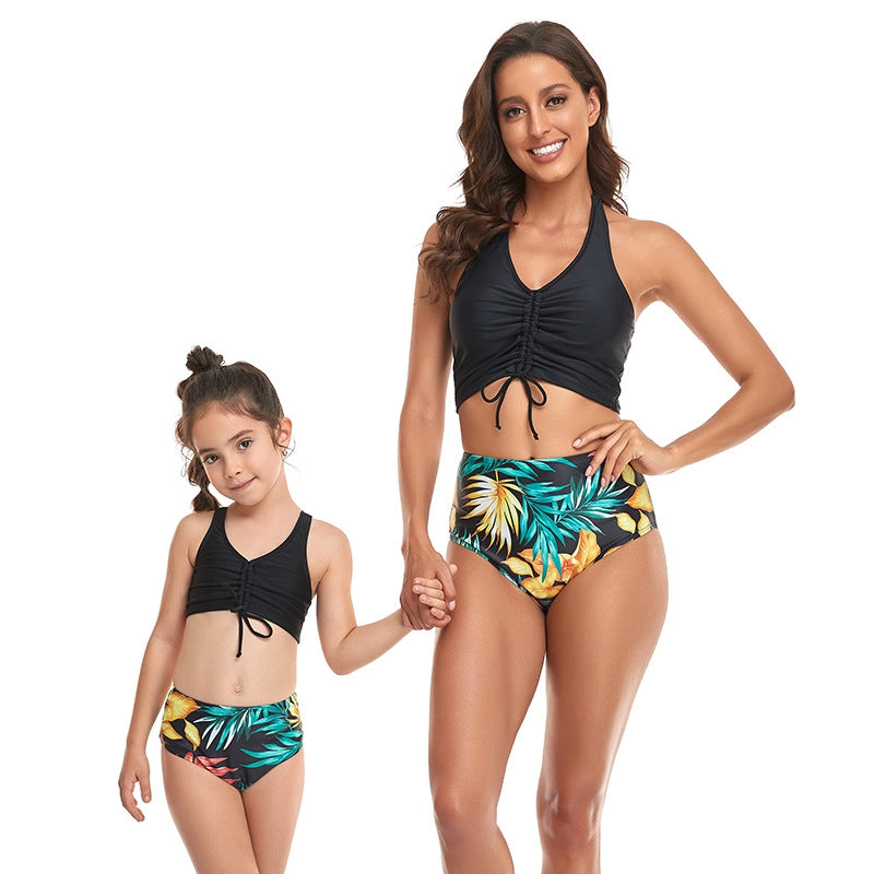 Bikini hojas top negro