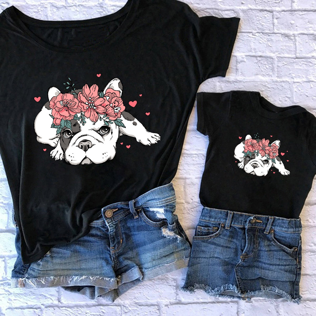 Camiseta Bulldog flores