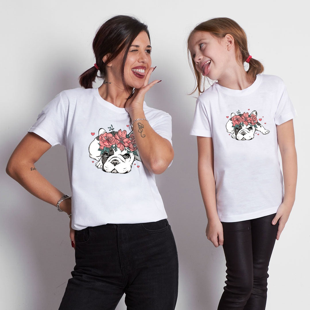 Camiseta Bulldog flores