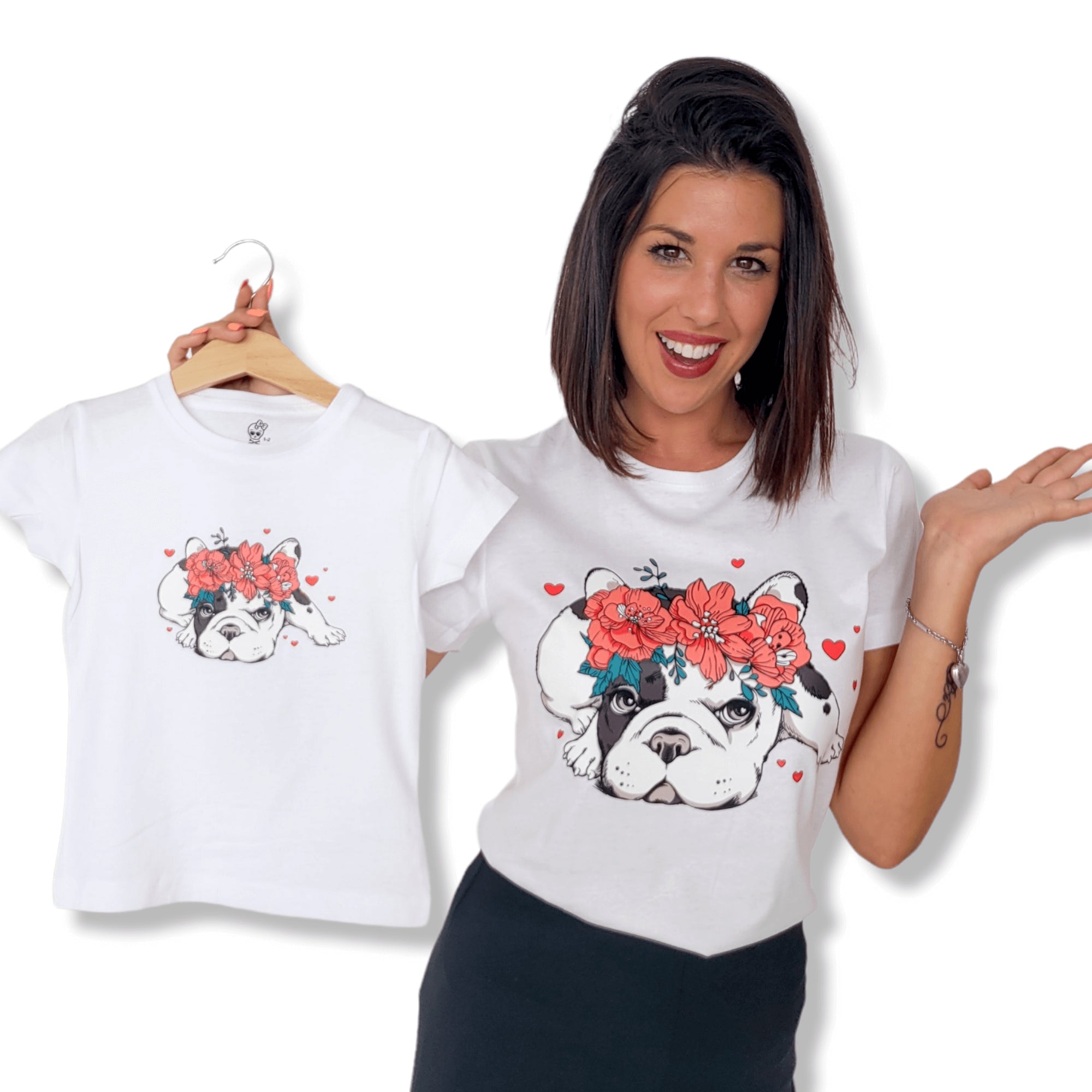 Camiseta Bulldog flores